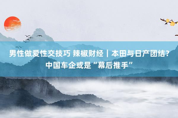 男性做爱性交技巧 辣椒财经｜本田与日产团结？中国车企或是“幕后推手”