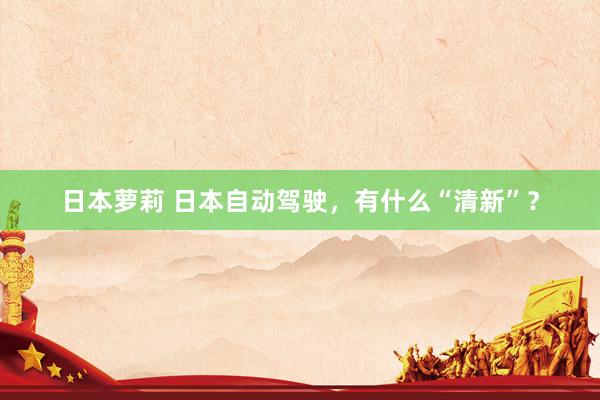 日本萝莉 日本自动驾驶，有什么“清新”？