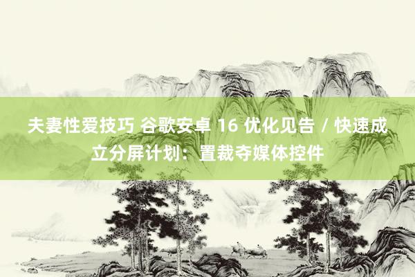 夫妻性爱技巧 谷歌安卓 16 优化见告 / 快速成立分屏计划：置裁夺媒体控件