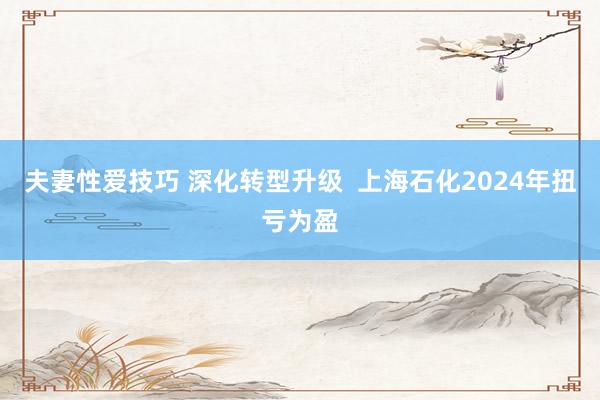 夫妻性爱技巧 深化转型升级  上海石化2024年扭亏为盈