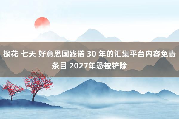 探花 七天 好意思国践诺 30 年的汇集平台内容免责条目 2027年恐被铲除