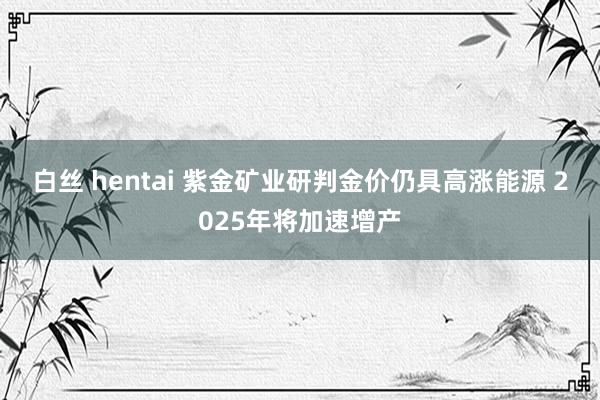 白丝 hentai 紫金矿业研判金价仍具高涨能源 2025年将加速增产
