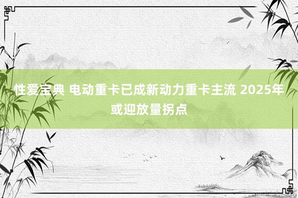 性爱宝典 电动重卡已成新动力重卡主流 2025年或迎放量拐点