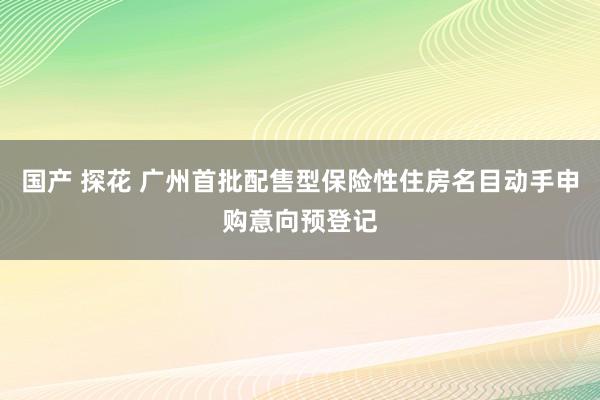 国产 探花 广州首批配售型保险性住房名目动手申购意向预登记