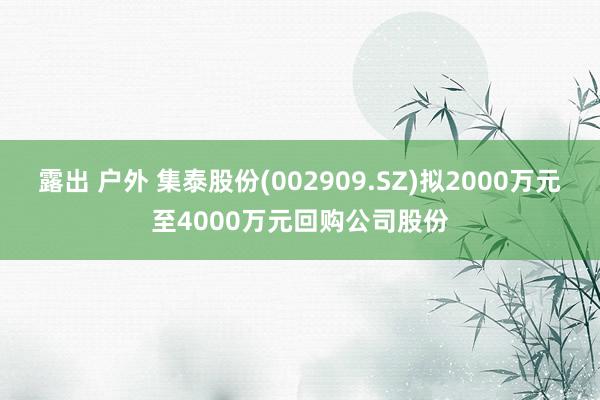 露出 户外 集泰股份(002909.SZ)拟2000万元至4000万元回购公司股份