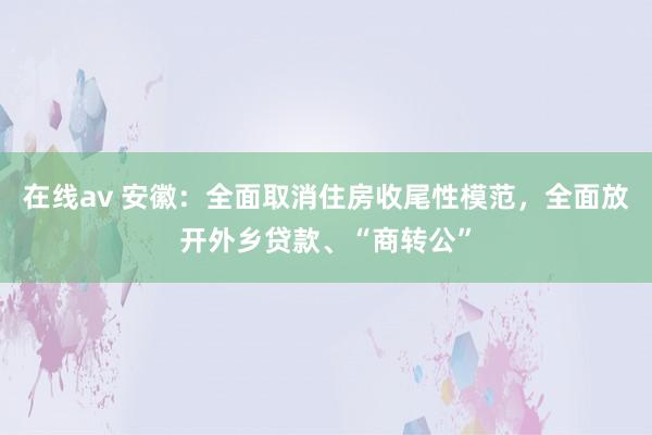 在线av 安徽：全面取消住房收尾性模范，全面放开外乡贷款、“商转公”