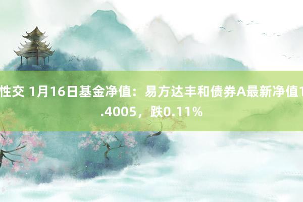 性交 1月16日基金净值：易方达丰和债券A最新净值1.4005，跌0.11%