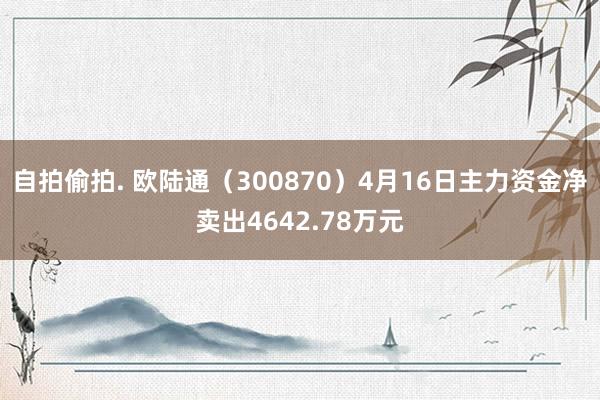 自拍偷拍. 欧陆通（300870）4月16日主力资金净卖出4642.78万元
