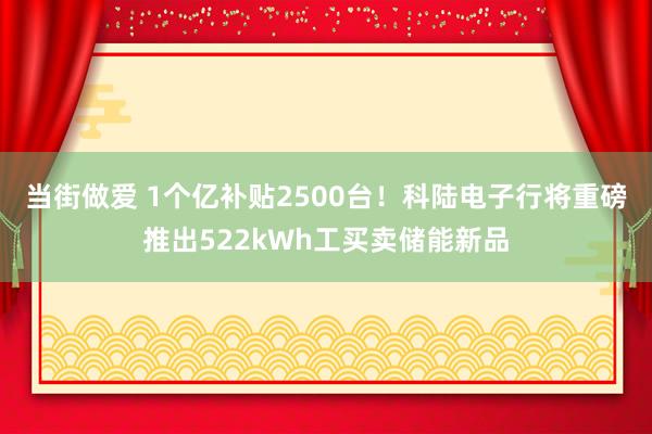 当街做爱 1个亿补贴2500台！科陆电子行将重磅推出522kWh工买卖储能新品