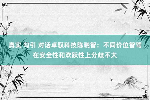 真实 勾引 对话卓驭科技陈晓智：不同价位智驾在安全性和欢跃性上分歧不大