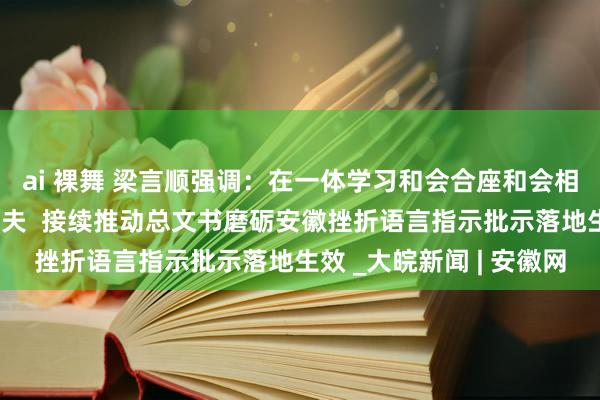 ai 裸舞 梁言顺强调：在一体学习和会合座和会相接全面贯彻落实落魄功夫  接续推动总文书磨砺安徽挫折语言指示批示落地生效 _大皖新闻 | 安徽网