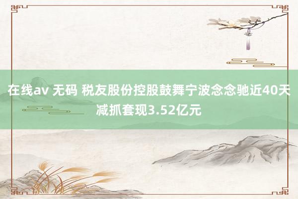 在线av 无码 税友股份控股鼓舞宁波念念驰近40天减抓套现3.52亿元