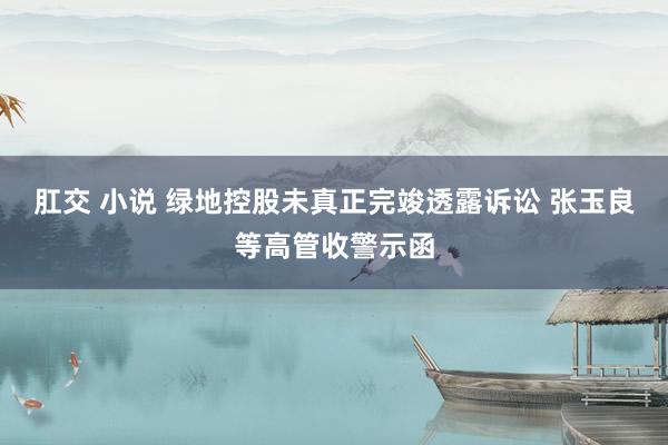 肛交 小说 绿地控股未真正完竣透露诉讼 张玉良等高管收警示函